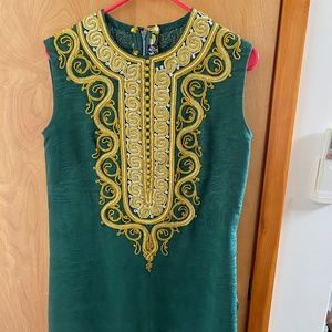 Embroidered Silk Shift Dress
